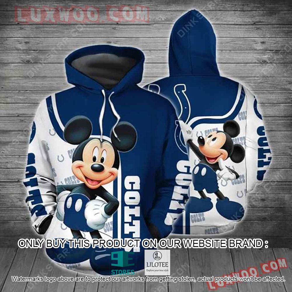 NFL Indianapolis Colts With Mickey Mouse Blue White 3D Hoodie - LIMITED EDITION 10