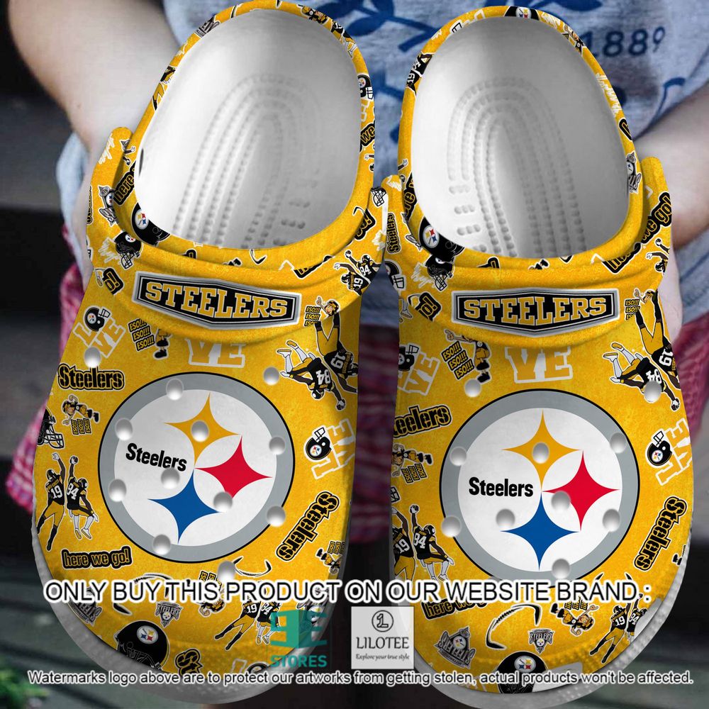 Pittsburgh Steelers Pattern Crocs Crocband Shoes - LIMITED EDITION 7