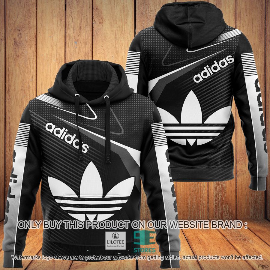 Adidas White and Black Colors 3D All Over Print Hoodie 9