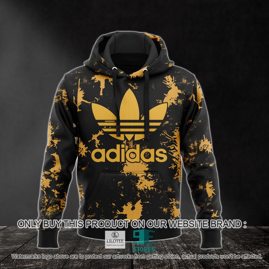 Adidas Yellow Color Black 3D All Over Print Hoodie 9