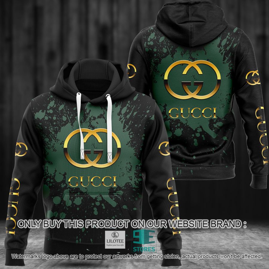 Gold Gucci Green color black 3D All Over Print Hoodie 8