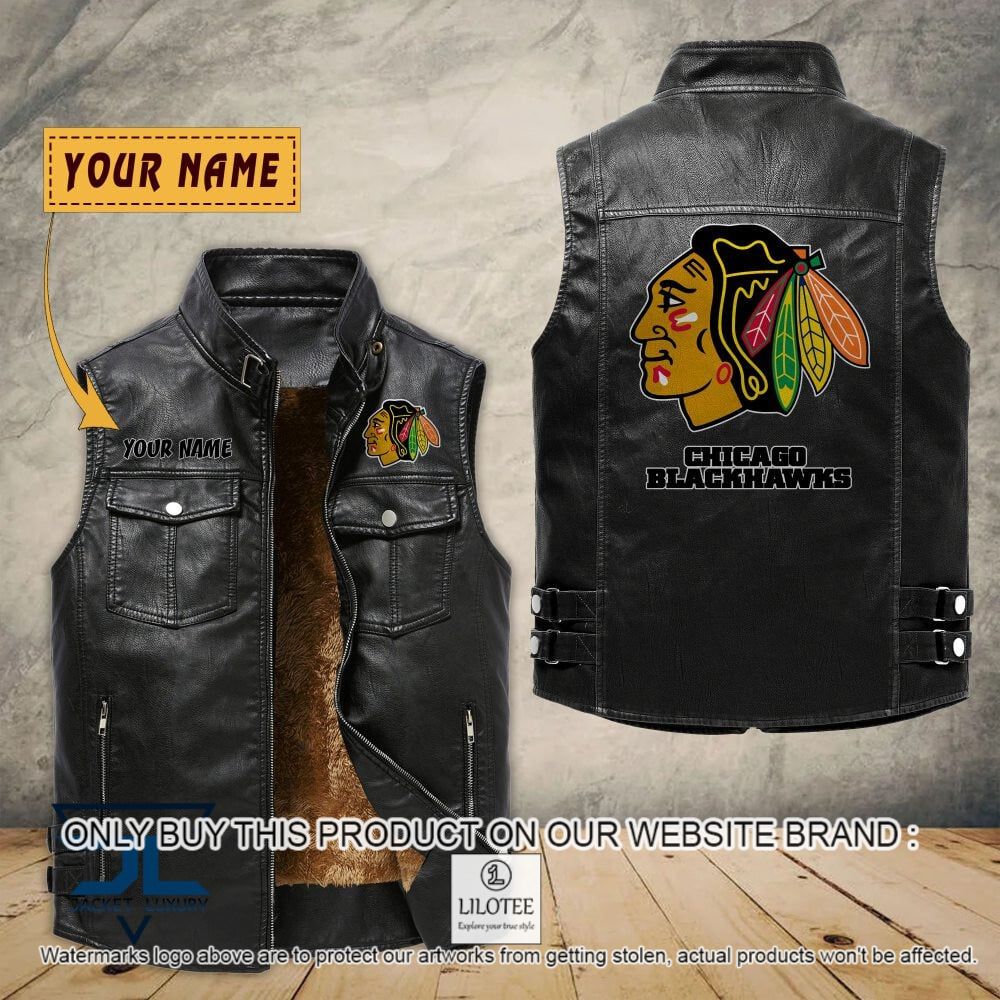 NHL Chicago Blackhawks Custom Name Sleeveless Velet Vest Jacket - LIMITED EDITION 6