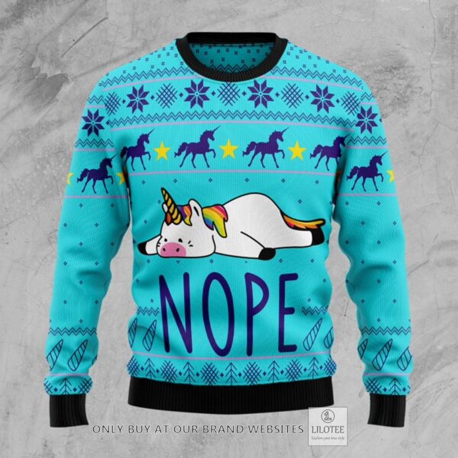Unicorn Nope Ugly Christmas Sweatshirt 7