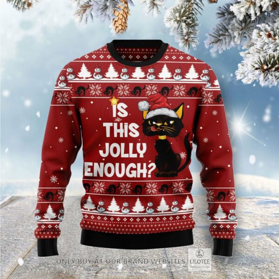 Is This Jolly Enough Black Cat Ugly Christmas Sweatshirt 19