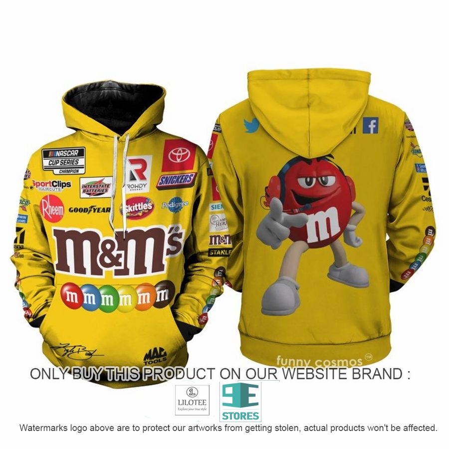 M&M Kyle Busch Racing 3D Shirt, Hoodie Yellow 9