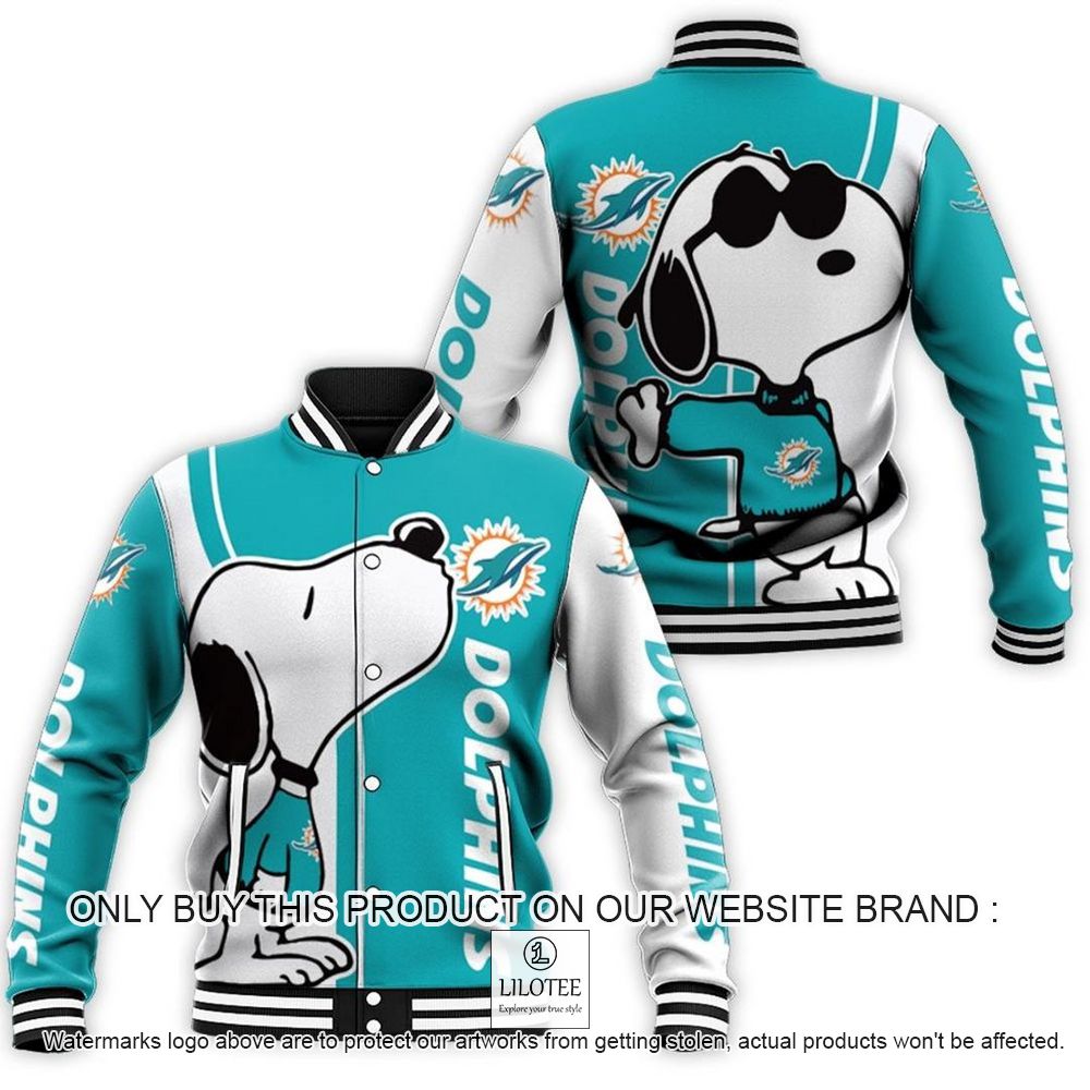 NFL Miami Dolphins Snoopy Baseball Jacket - LIMITED EDITION 10