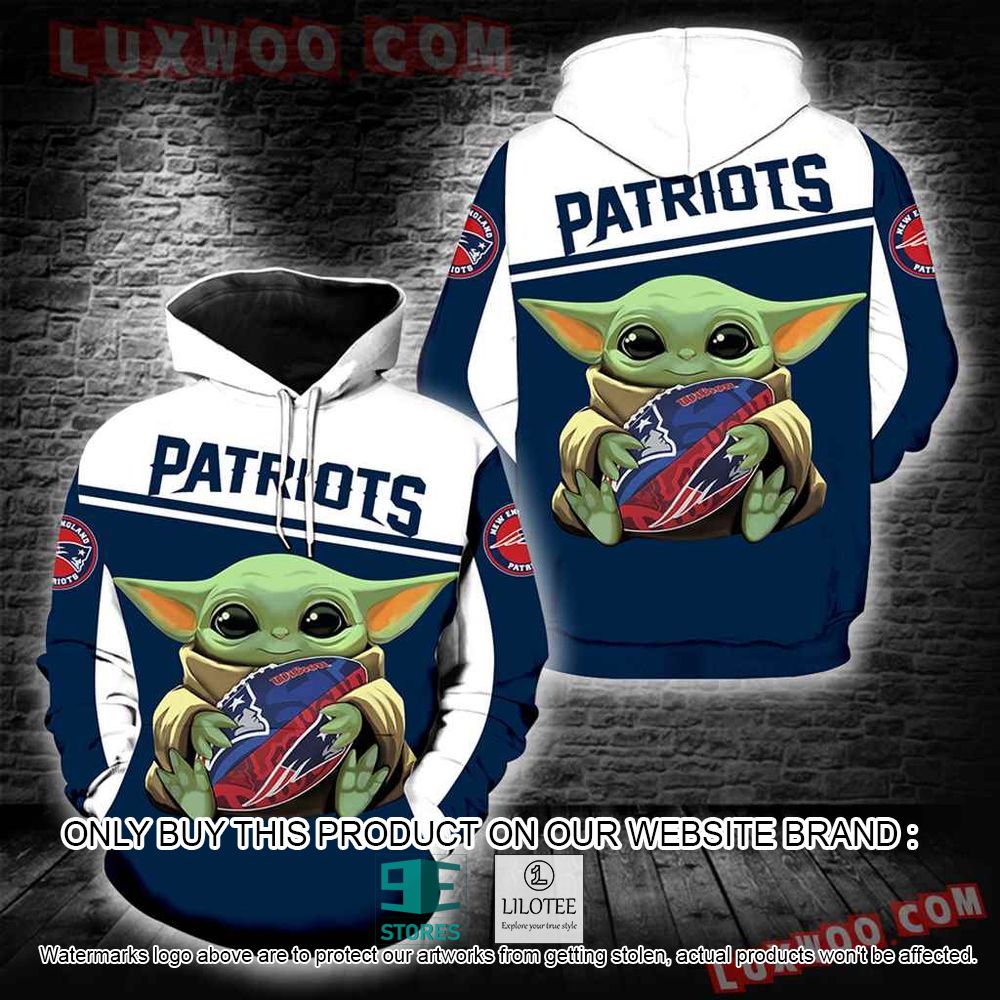 NFL New England Patriots Baby Yoda Hug Ball 3D Hoodie - LIMITED EDITION 10