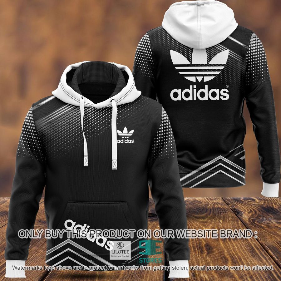 Adidas White Black 3D All Over Print Hoodie 8