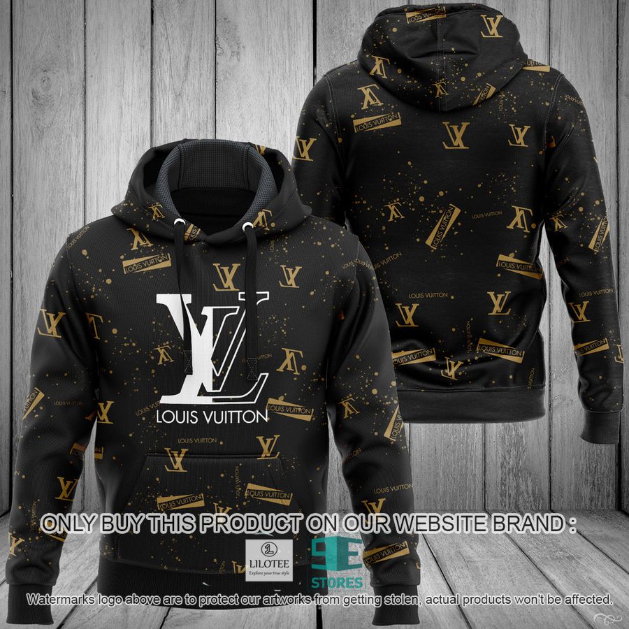 Louis Vuitton LV Gold Black 3D All Over Print Hoodie 9