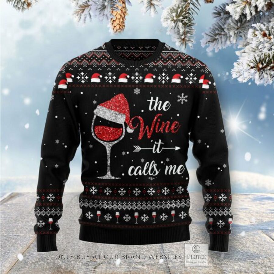 Red Wine It Calls Me Ugly Christmas Sweatshirt 6