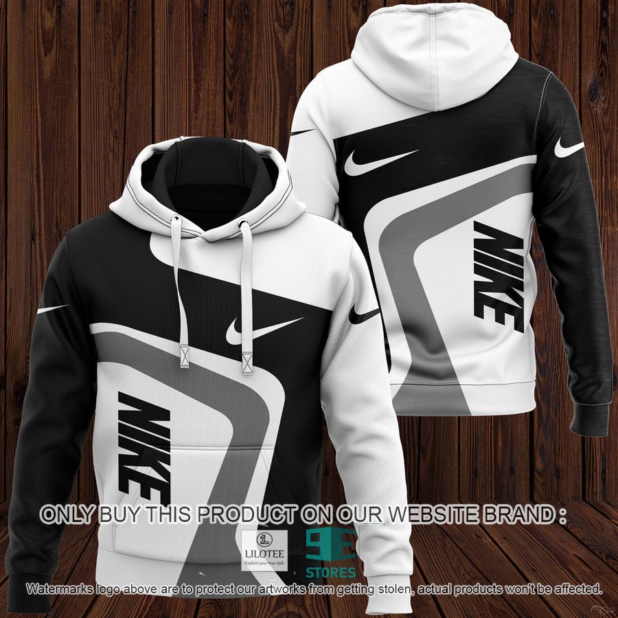 Nike Black White Grey 3D All Over Print Hoodie 9