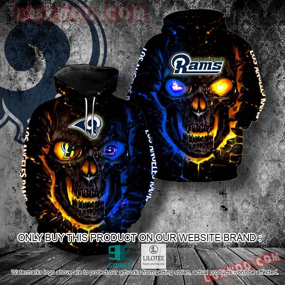 NFL Los Angeles Rams Skull Yellow Blue 3D Hoodie - LIMITED EDITION 10