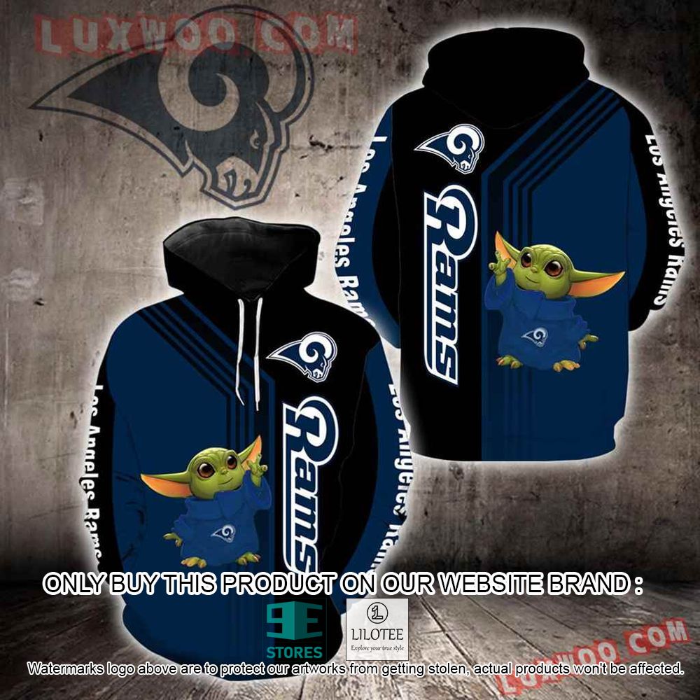 NFL Los Angeles Rams Baby Yoda Black Blue 3D Hoodie - LIMITED EDITION 11