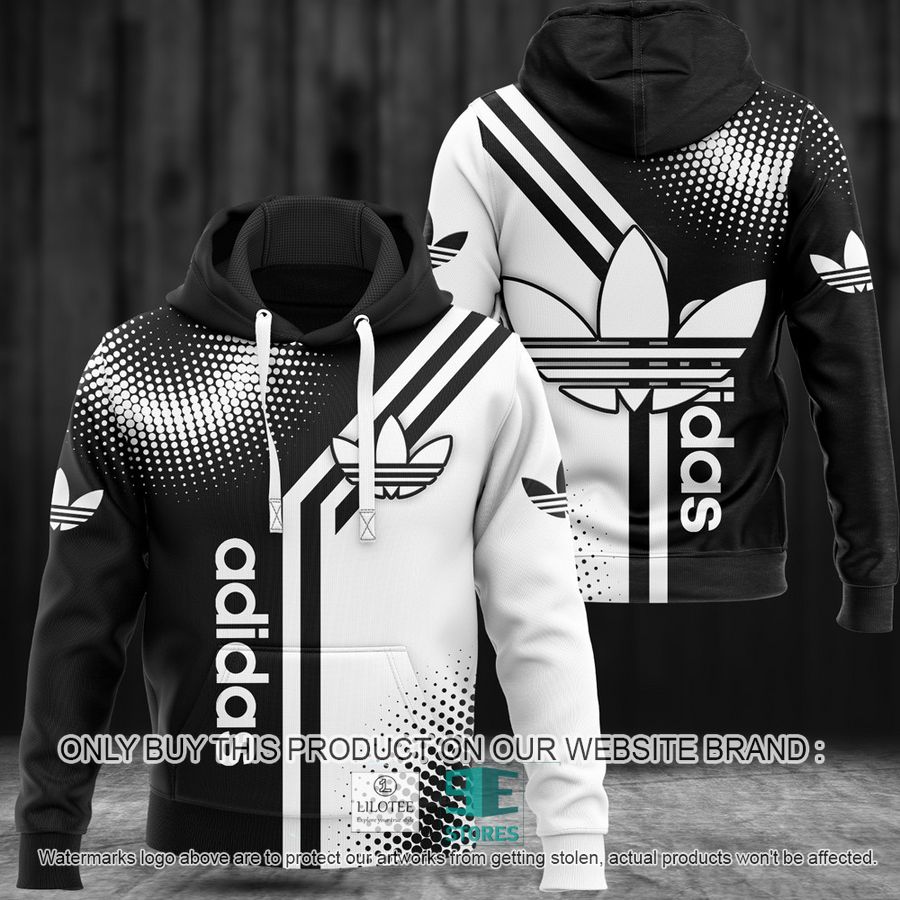 Adidas 3d dot illusion Black and White 3D All Over Print Hoodie 9