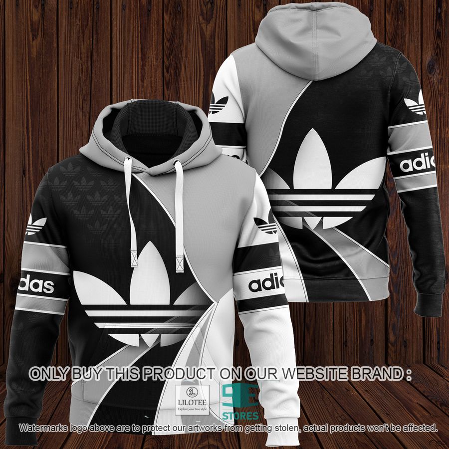 Adidas 3d illusion Black Grey 3D All Over Print Hoodie 9