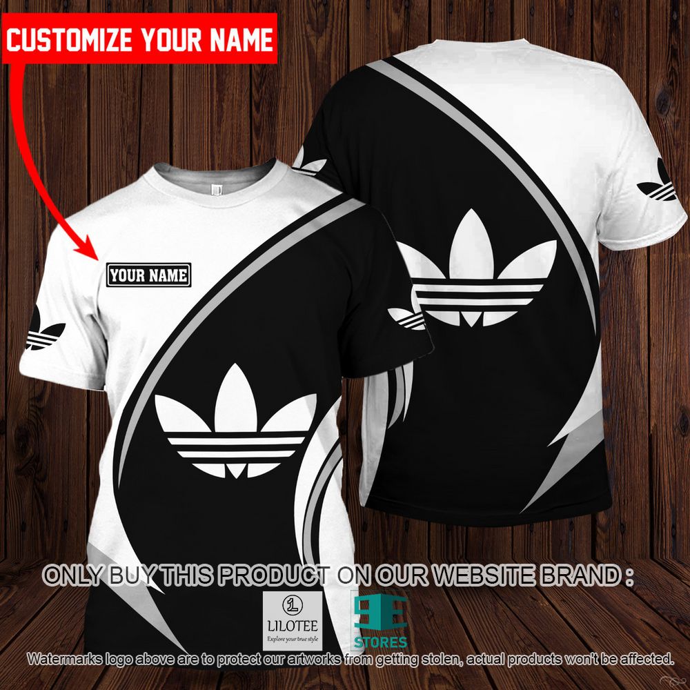 Adidas Big Logo Black White Custom Name 3D Shirt - LIMITED EDITION 11