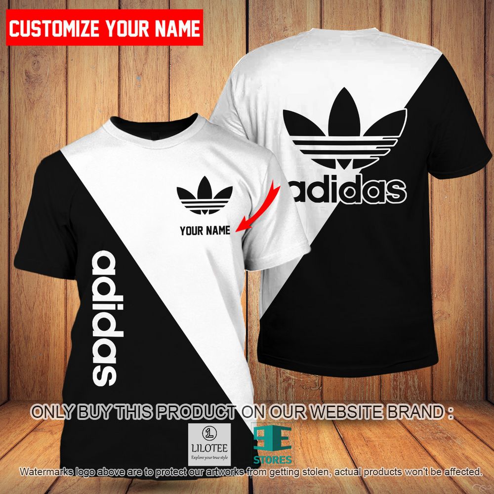 Adidas Big Logo White Black Custom Name 3D Shirt - LIMITED EDITION 10