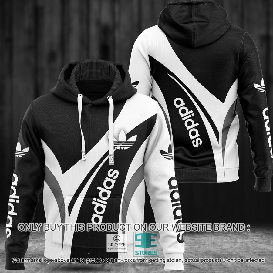 Adidas Black and White 3D All Over Print Hoodie 9