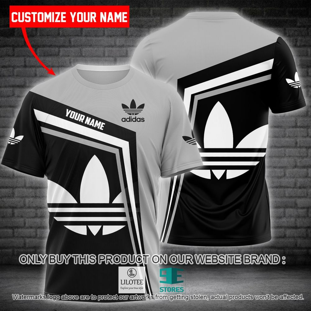 Adidas Black Grey White Custom Name 3D Shirt - LIMITED EDITION 11