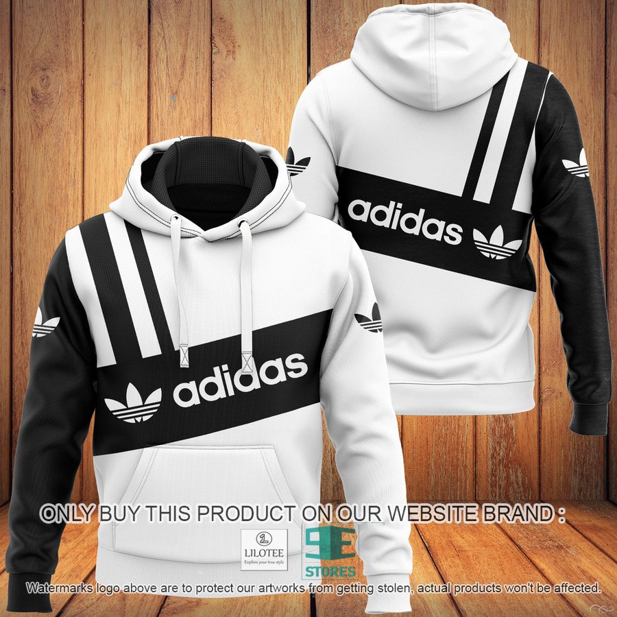 Adidas Black White 3D All Over Print Hoodie 9
