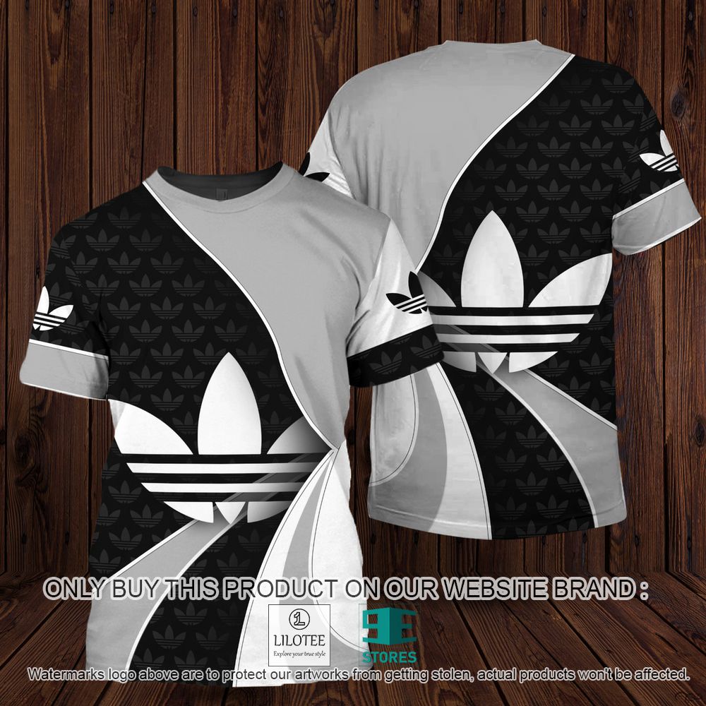 Adidas Black White Grey Logo 3D Shirt - LIMITED EDITION 11