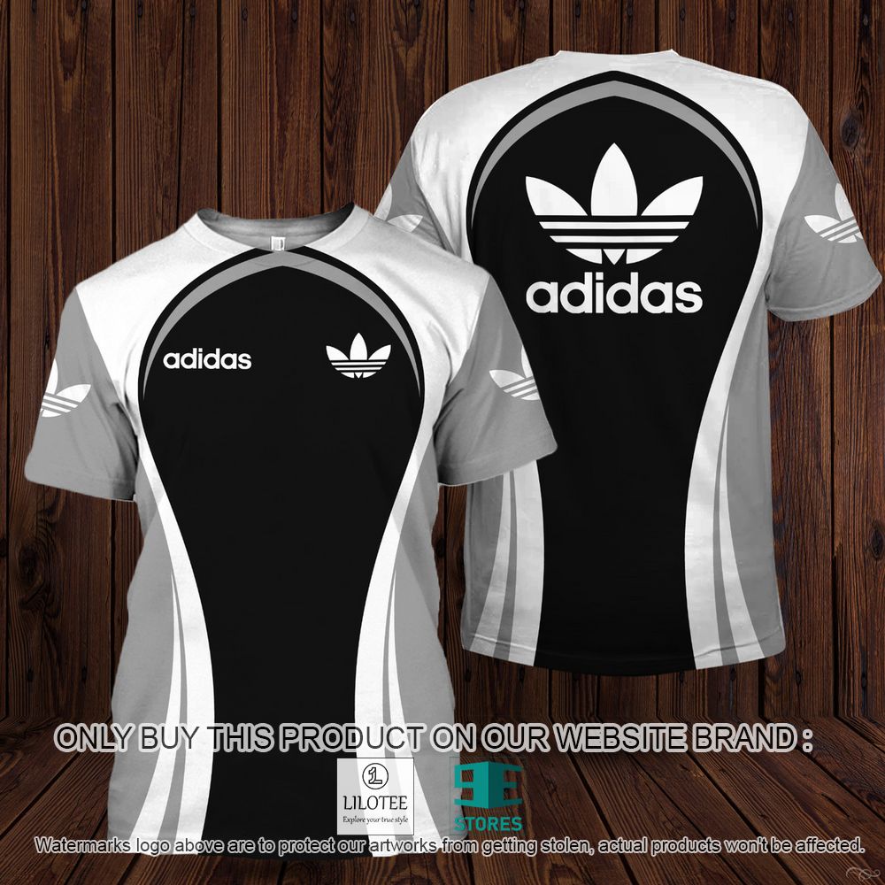 Adidas Black White Grey Pattern 3D Shirt - LIMITED EDITION 11