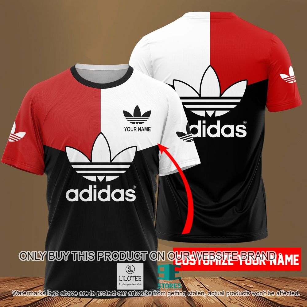 Adidas Black White Red Custom Name 3D Shirt - LIMITED EDITION 10