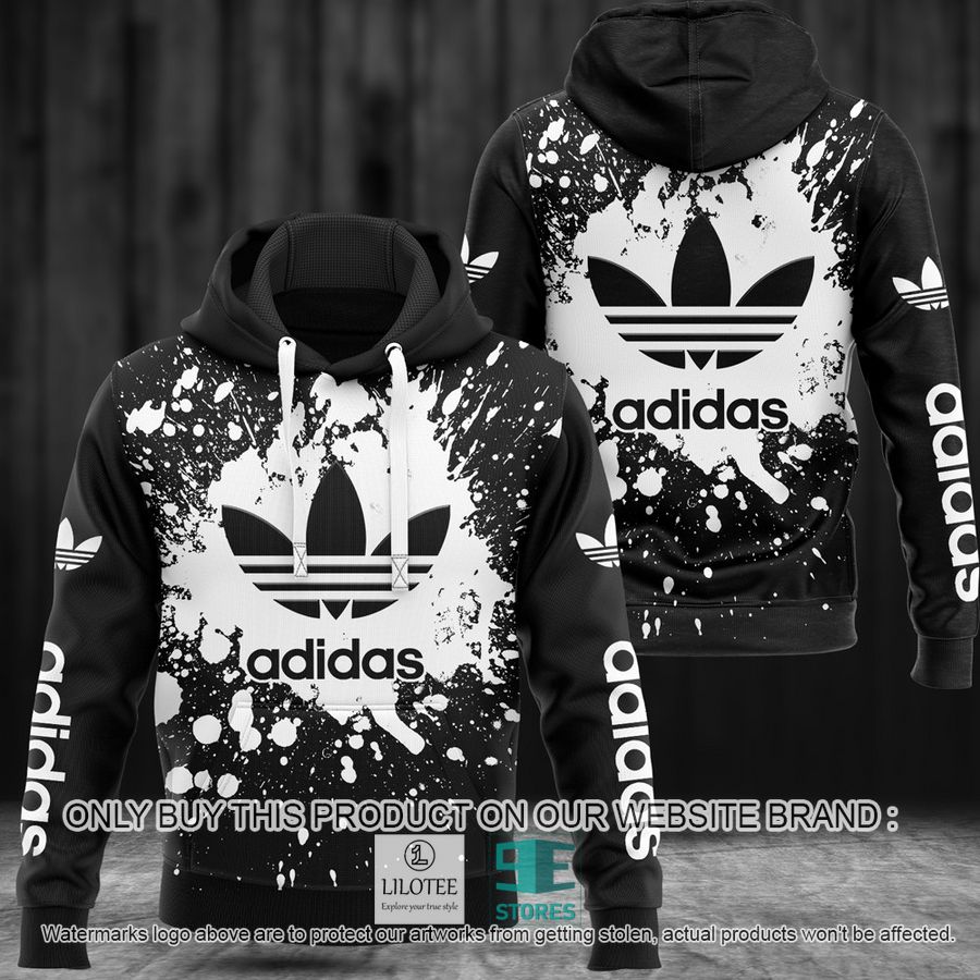 Adidas brand paint white black 3D Hoodie - LIMITED EDITION 8