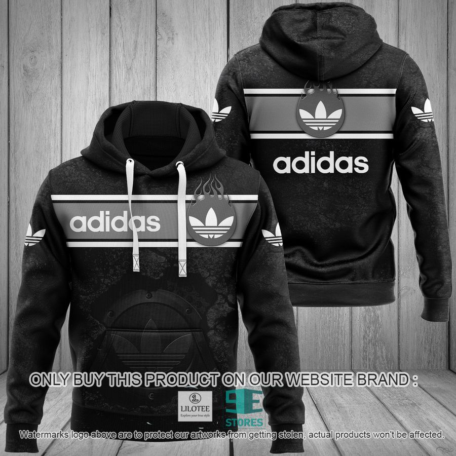 Adidas Flame Black 3D All Over Print Hoodie 8