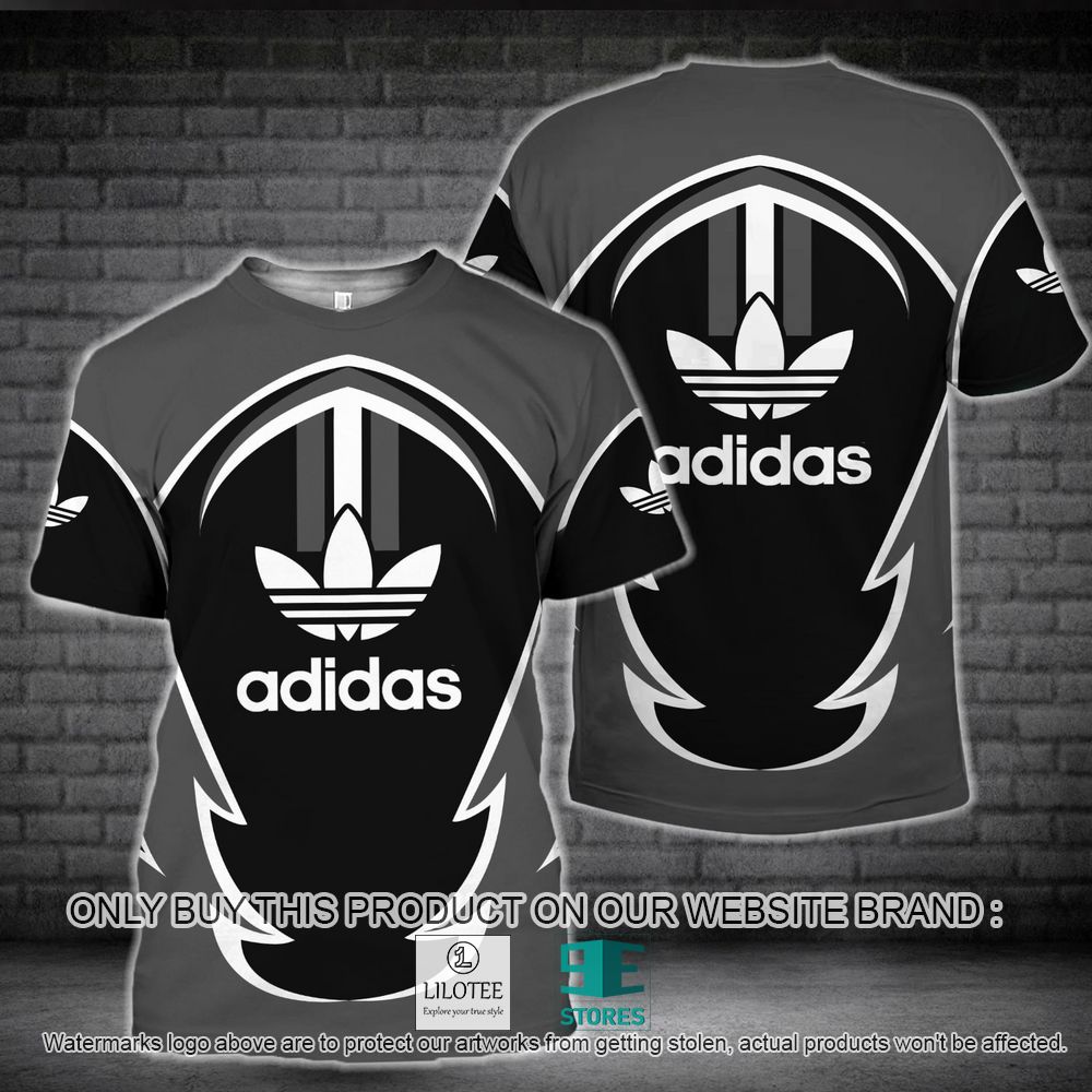 Adidas Grey Black White Logo 3D Shirt - LIMITED EDITION 11