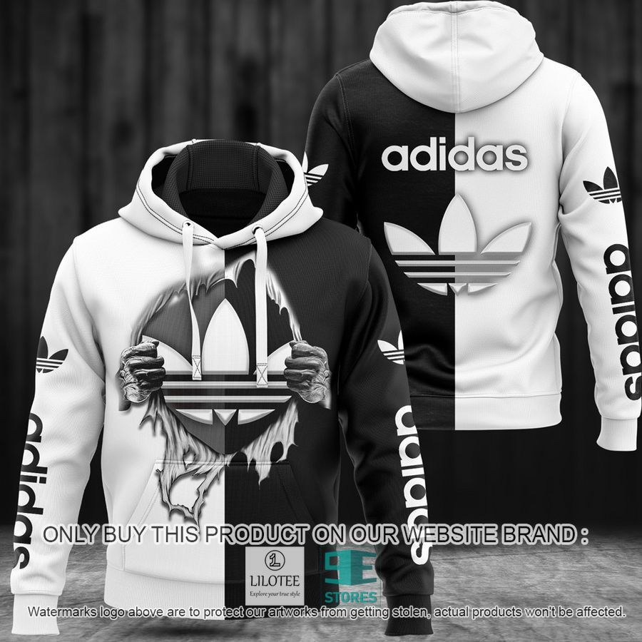 Adidas logo black white 3D Hoodie - LIMITED EDITION 8