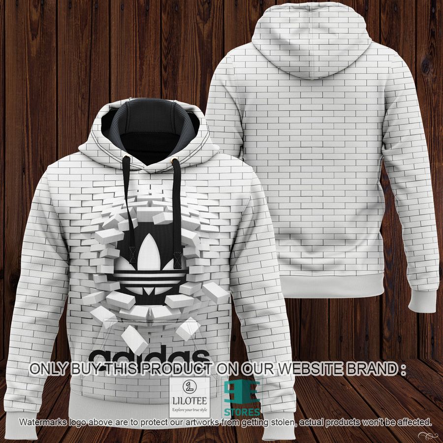 Adidas logo brick white 3D Hoodie - LIMITED EDITION 9