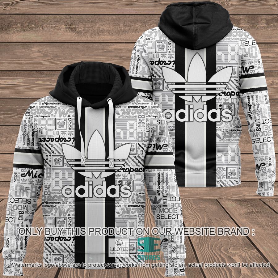 Adidas Micropacer Black line White 3D All Over Print Hoodie 9