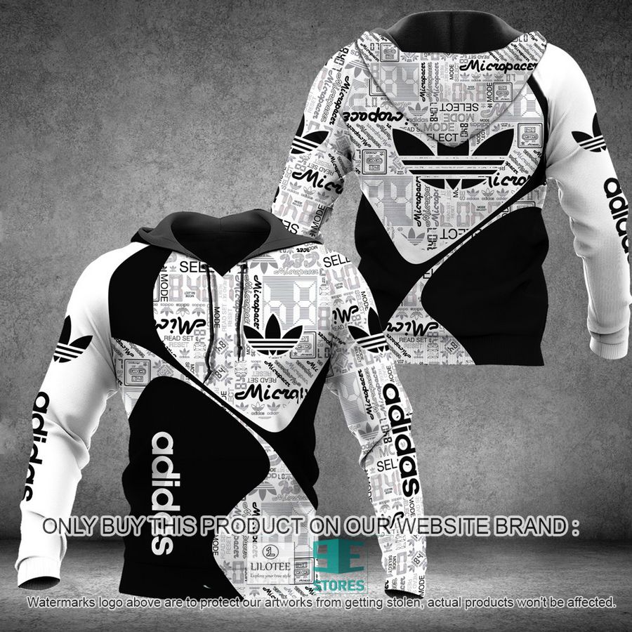 Adidas Micropacer White black 3D All Over Print Hoodie 9