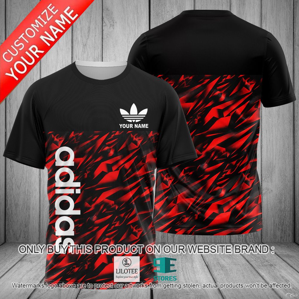 Adidas Red Black Custom Name 3D Shirt - LIMITED EDITION 10