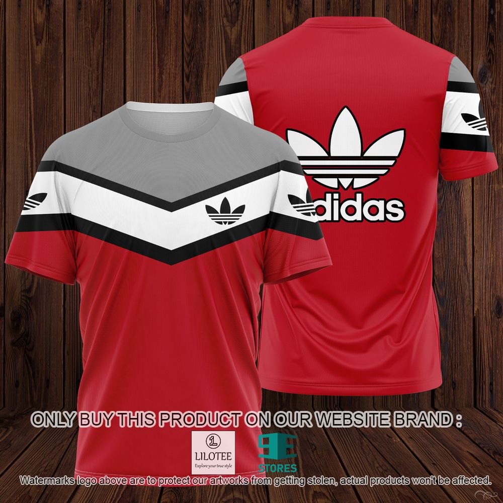 Adidas Red Grey White 3D Shirt - LIMITED EDITION 11