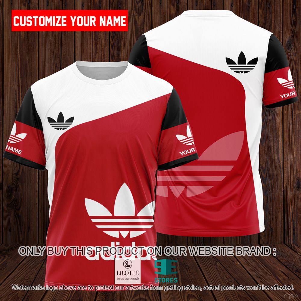 Adidas Red White Custom Name 3D Shirt - LIMITED EDITION 11