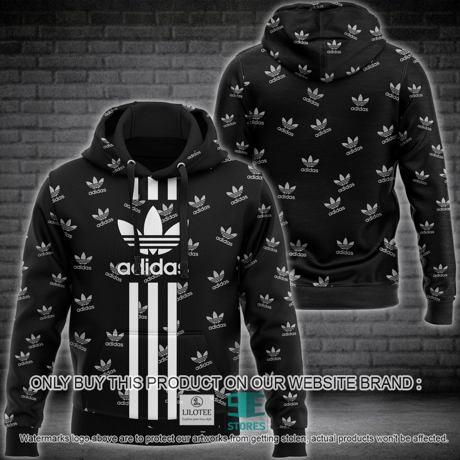 Adidas Stripe Black 3D All Over Print Hoodie 8