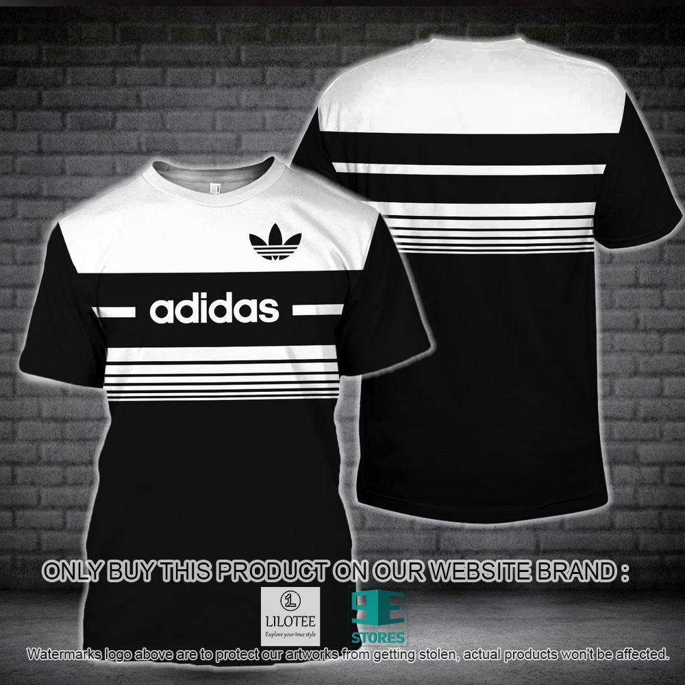 Adidas Stripes Black White 3D Shirt - LIMITED EDITION 11