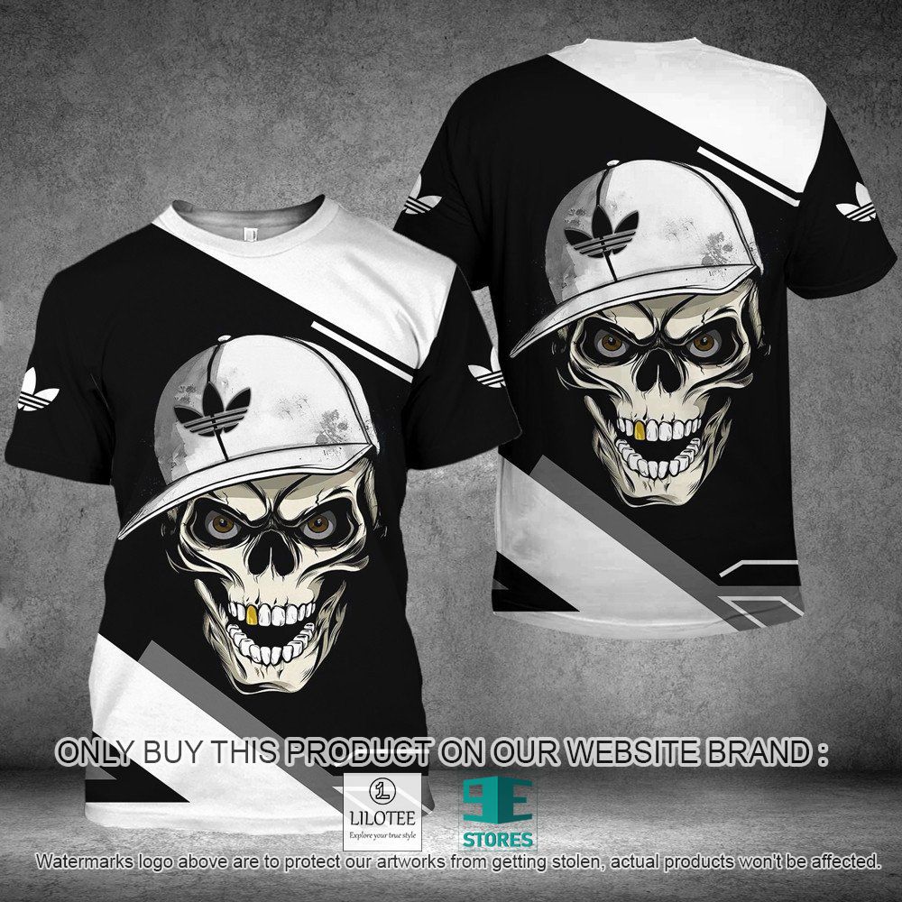 Adidas White Black Skull 3D Shirt - LIMITED EDITION 11