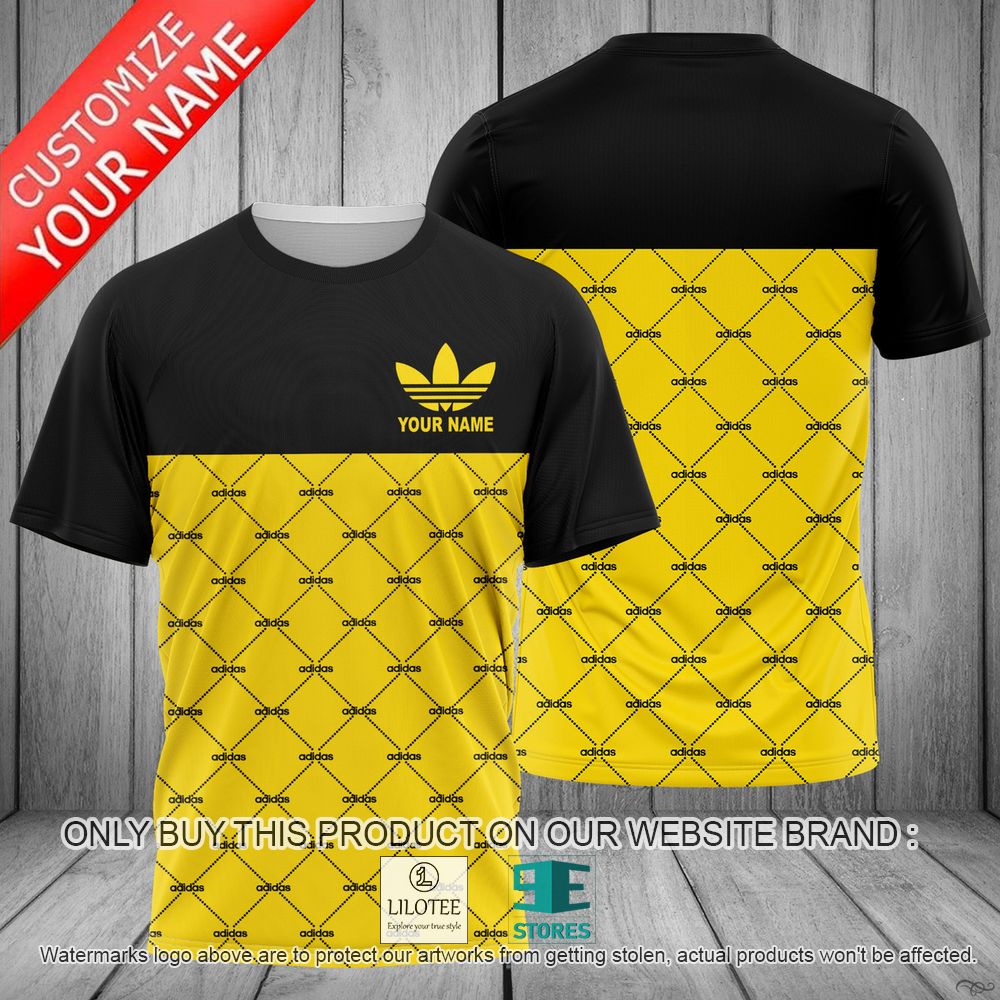 Adidas Yellow Black Custom Name 3D Shirt - LIMITED EDITION 10