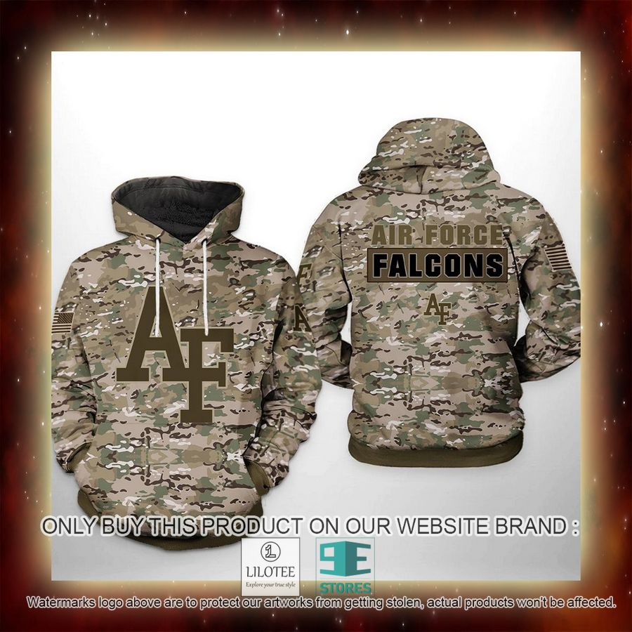 Alternative view of Air Force Falcons NCAA Camo Veteran 3D Hoodie, Zip Hoodie - LIMITED EDITION