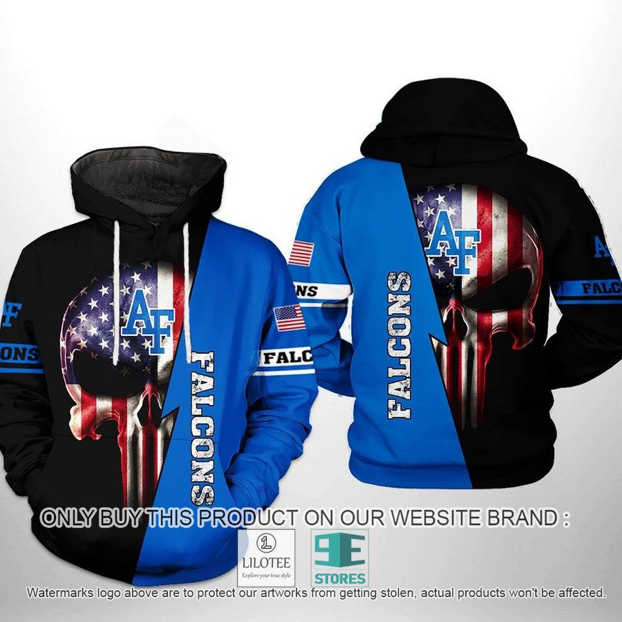 Air Force Falcons NCAA US Flag Punisher Skull 3D Hoodie, Zip Hoodie - LIMITED EDITION 9