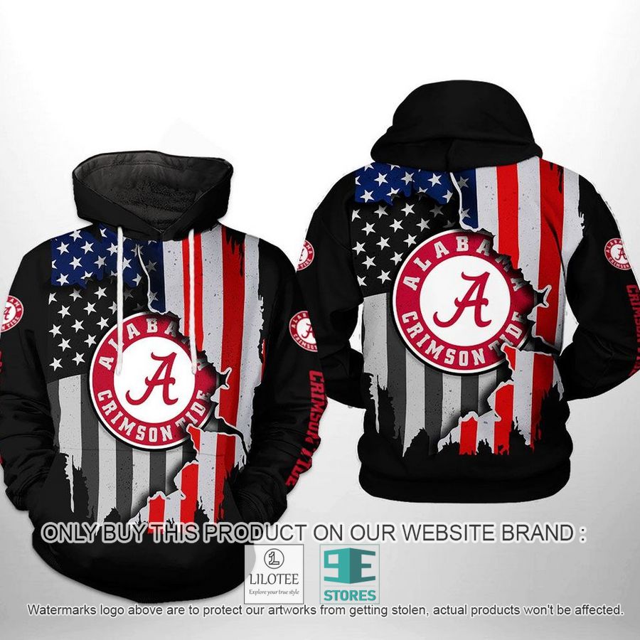 Alabama Crimson Tide NCAA US Flag black 3D Hoodie, Zip Hoodie - LIMITED EDITION 9