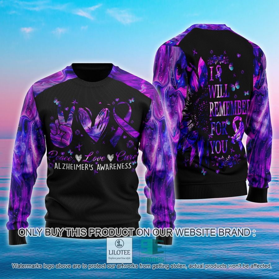 Alzheimer's Awareness I'll Remember For You Purple Heart Ugly Christmas Sweater - LIMITED EDITION 5