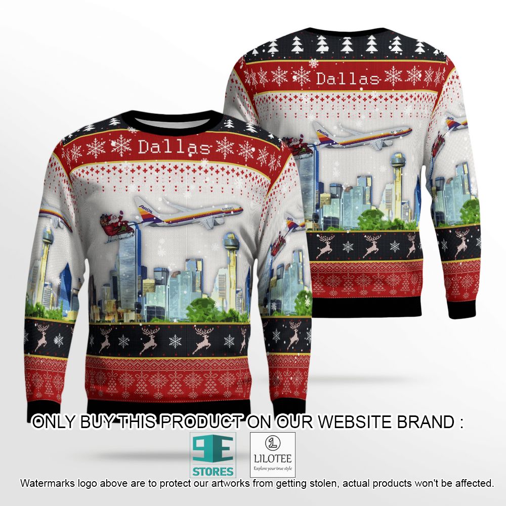 American Airlines Air Cal Heritage With Santa Over Dallas Christmas Wool Sweater - LIMITED EDITION 12