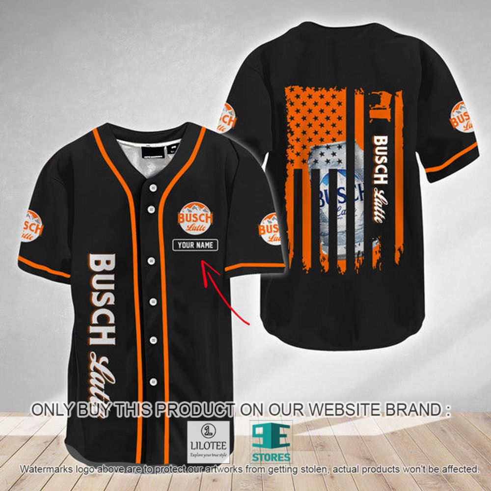 American Flag Busch Latte Custom Name Baseball Jersey - LIMITED EDITION 2