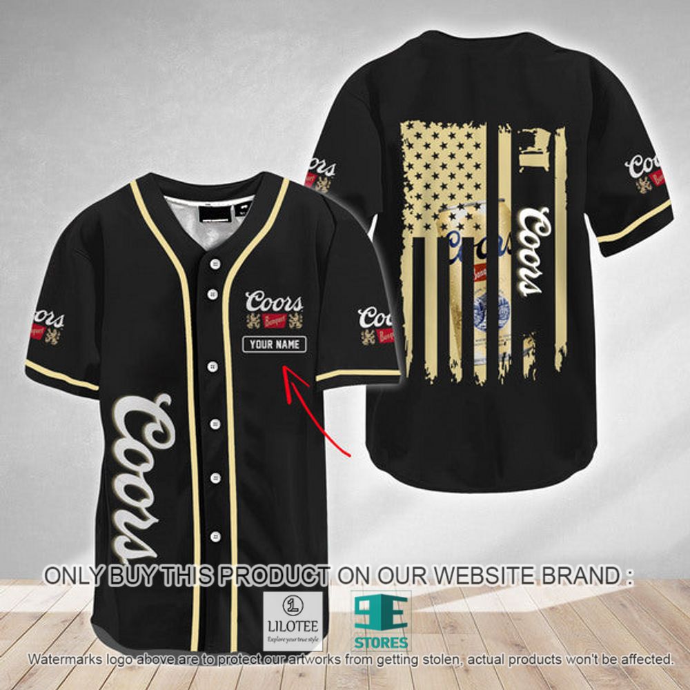 American Flag Coors Banquet Custom Name Baseball Jersey - LIMITED EDITION 3