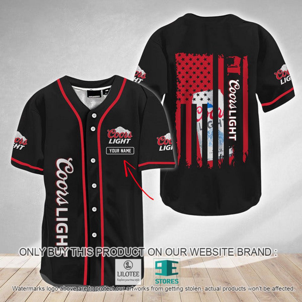 American Flag Coors Light Custom Name Baseball Jersey - LIMITED EDITION 3