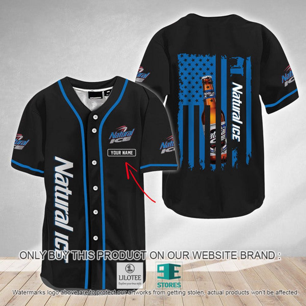 American Flag Natural Ice Custom Name Baseball Jersey - LIMITED EDITION 3